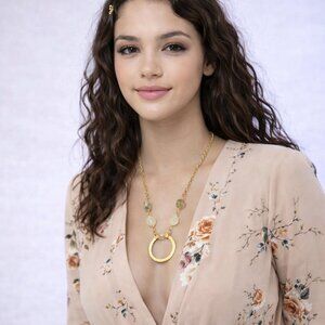 Medium hammered ring on textured cable chain with star cut